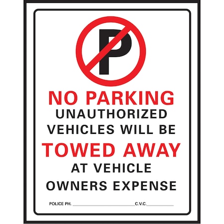 Hy-Ko No Parking Sign 10" x 14" A02083